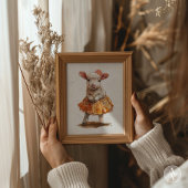 ラムオレンジ絵を描のスカートかわいい羊の動物 ポスター