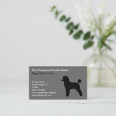 ラムカットのヘアカットを施した黒いトイプードルシルエット 名刺 (スタンド正面)