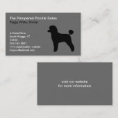 ラムカットのヘアカットを施した黒いトイプードルシルエット 名刺 (正面/裏面)