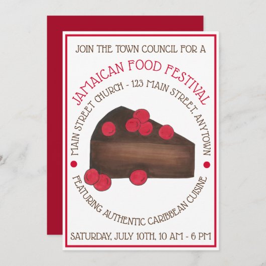 ラムケーキジャマイカカリブのフードフェスティバル 招待状 (正面/裏面)