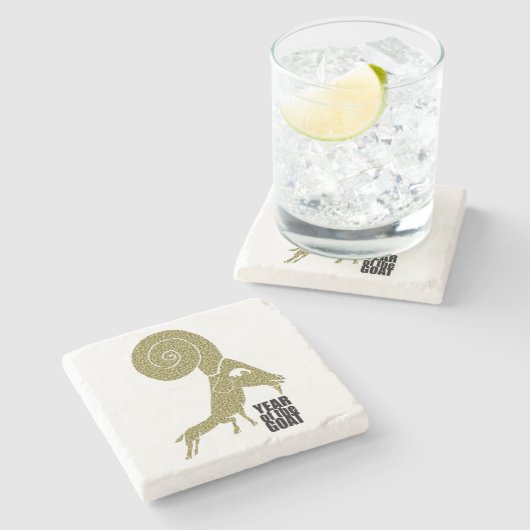 ラムシープヤギ年中国の〔占星術の〕十二宮図ストーンコースター ストーンコースター (横)