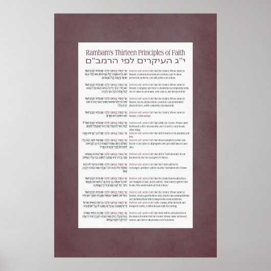 ラムバムのユダヤ教の13原則ほこりっぽい ポスター (正面)