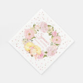 ラムバラ金ゴールドとピンク牡丹ガールベビーシャワー スタンダードランチョンナプキン (角)