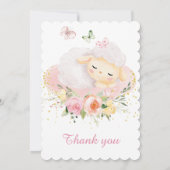 ラムパーソナライズされたガール1歳の誕生日 招待状 (裏面)