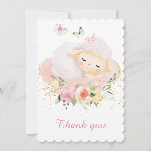 ラムパーソナライズされたガール1歳の誕生日 招待状 (裏面)