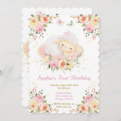 ラムパーソナライズされたガール1歳の誕生日 招待状 (正面/裏面)