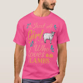 ラムヒツジ動物愛好家は子羊を愛する女の子 Tシャツ (正面)