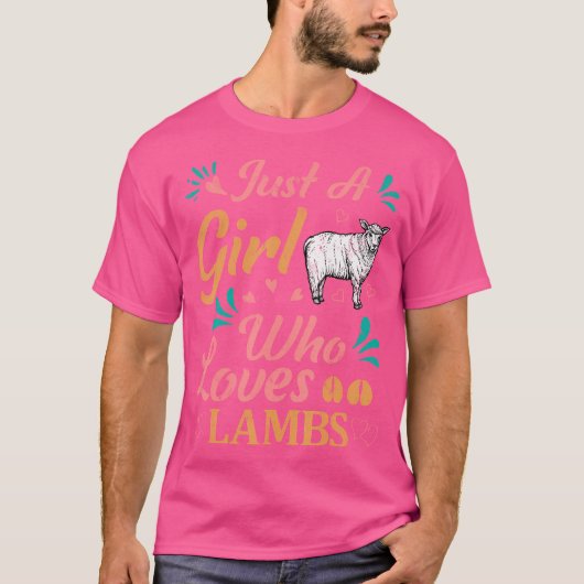 ラムヒツジ動物愛好家は子羊を愛する女の子 Tシャツ (正面)