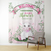 ラムピンクのフローラ赤ちゃんシャワー背景 タペストリー (インサイチュ)