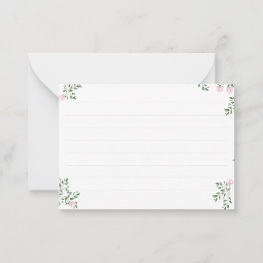 ラムピンクフローラ赤ちゃんシャワーありがとう ノートカード (裏面)