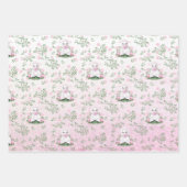 ラムピンクローズフローラベビーシャワーラッピング紙 ラッピングペーパーシート (正面)