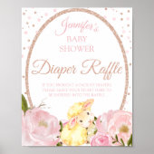 ラムピンク牡丹とバラ赤ちゃんシャワーおむつラッフル ポスター (正面)