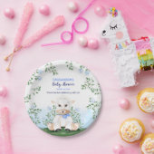 ラムブルーフローラベビーシャワー ペーパープレート (パーティー)