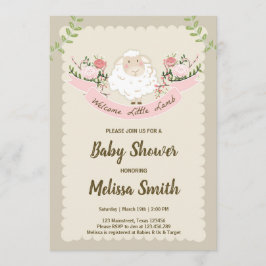 ラムベビーシャワー招待状ガールピンク春 招待状