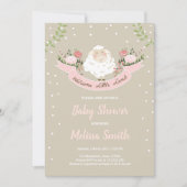 ラムベビーシャワー招待状ガールピンク春 招待状 (正面)