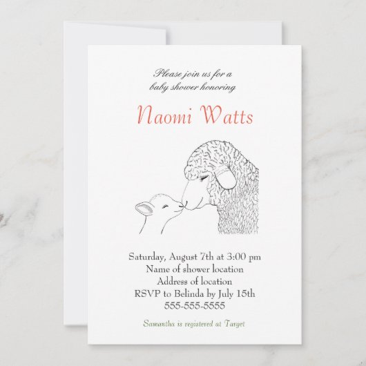 ラムベビーシャワー招待状クリスチャンベビーシャワー 招待状 (正面)