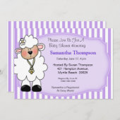 ラムベビーシャワー招待状(紫) 招待状 (正面/裏面)