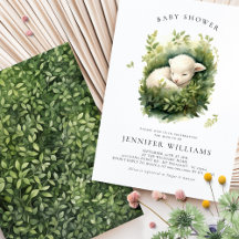 ラムベビーシャワー男女兼用招待状