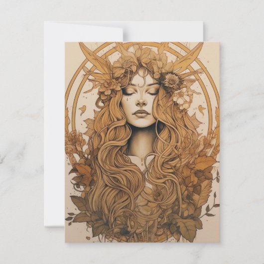 ラムマスハーベストノルディックレトロ異教のホリデーカード シーズンカード (正面)