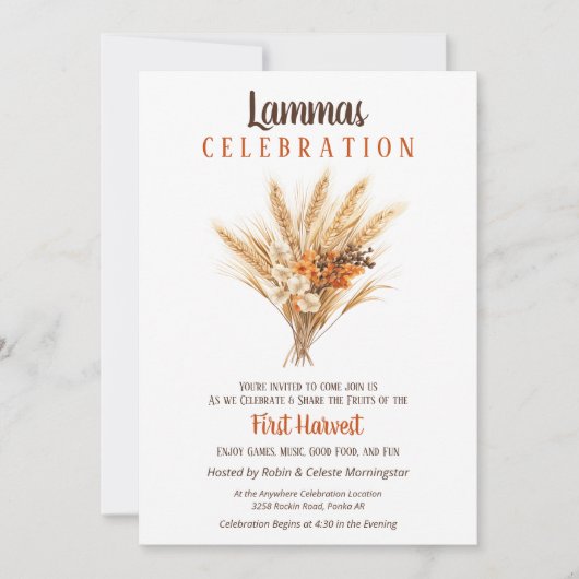 ラムマス異教の秋ハーベストウィートブーケ 招待状 (正面)