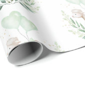 ラムモダンベビーヒツジとバルーン&グリーン ラッピングペーパー (ロールコーナー)