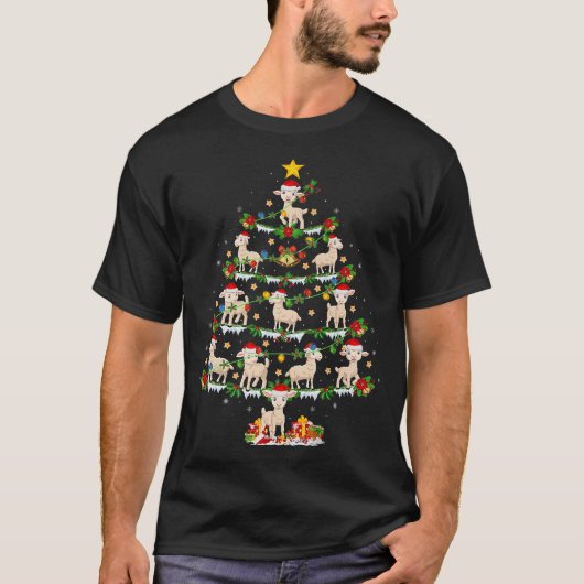 ラムラバークリスマスライトラムクリスマスツリー Tシャツ (正面)