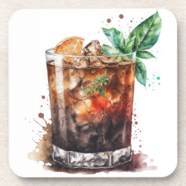 ラム水色ガラス及びコークス コースター