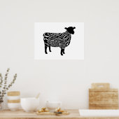 ラム羊の肉切り、大壁アート、キッチンアート ポスター (キッチン)