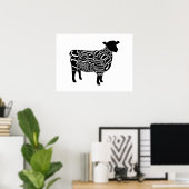 ラム羊の肉切り、大壁アート、キッチンアート ポスター (ホームオフィス)