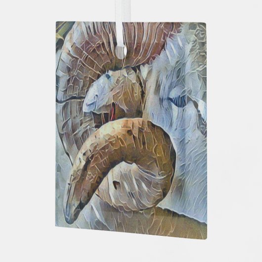 ラム羊の養殖動物 ガラスオーナメント (正面左)