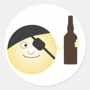 ラム酒の愛情のある海賊Emojiのステッカー ラウンドシール
