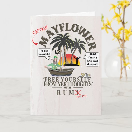 ラム酒ジョーク カード (黄色い花)