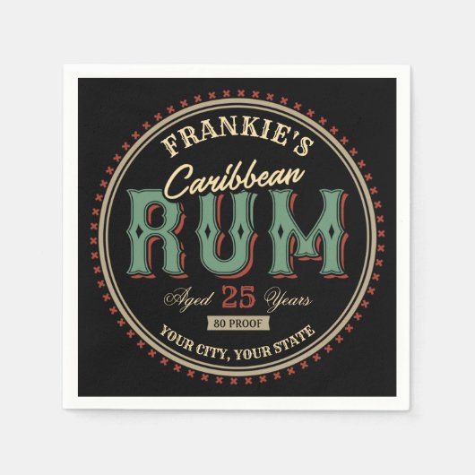 ラム酒パーソナライズされたボトルラベルバー スタンダードカクテルナプキン (正面)