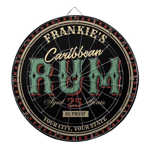 ラム酒パーソナライズされたボトルラベルバー ダーツボード (正面)