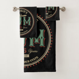 ラム酒パーソナライズされたボトルラベルバー バスタオルセット