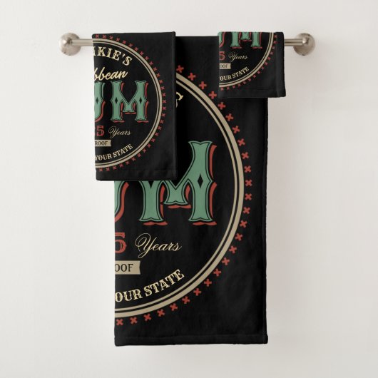 ラム酒パーソナライズされたボトルラベルバー バスタオルセット (インサイチュ)