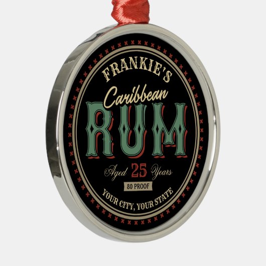 ラム酒パーソナライズされたボトルラベルバー メタルオーナメント (右)
