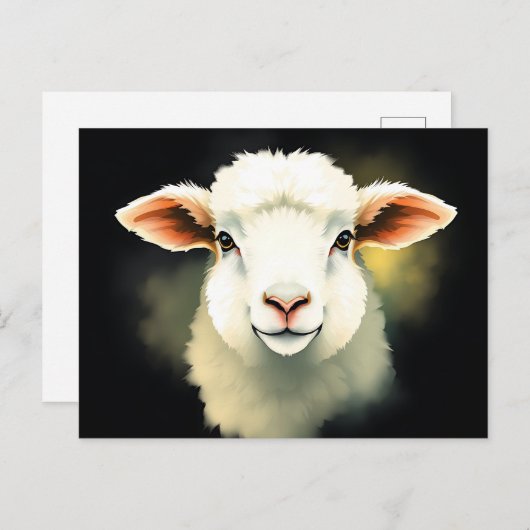ラム顔と抽象芸術ストローク ポストカード (正面/裏面)