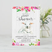 ラム&ウォーターカラーフローラベビーシャワー招待状 招待状 (スタンド正面)