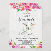 ラム&ウォーターカラーフローラベビーシャワー招待状 招待状 (正面/裏面)