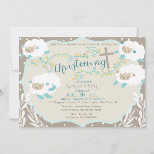 ラム《キリスト教》洗礼式や命名式招待状 招待状 (正面)