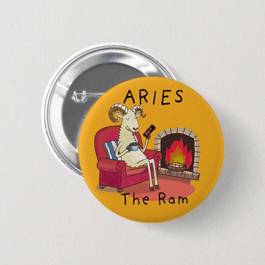 ラム〔占星術の〕十二宮図星座 缶バッジ (正面&裏面)