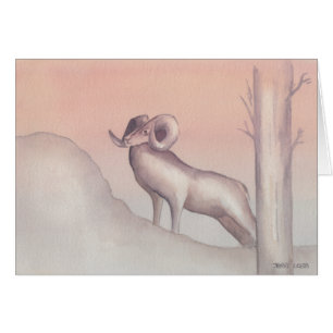 「ラム」水色スケッチグリーティングカード