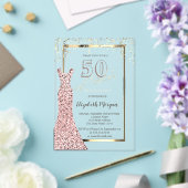 ラメドレス ローズゴールド 50歳の誕生日 アクリル招待状 (インサイチュ (ウェディング))