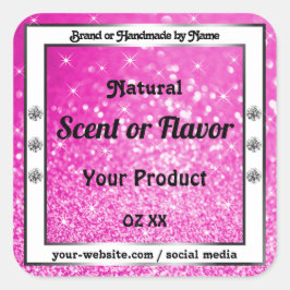 ラメピンク グリッター スパークル スター 商品ラベル スクエアシール