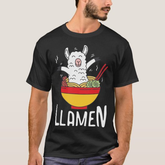 ラメンラマ笑わされることわざ Tシャツ (正面)