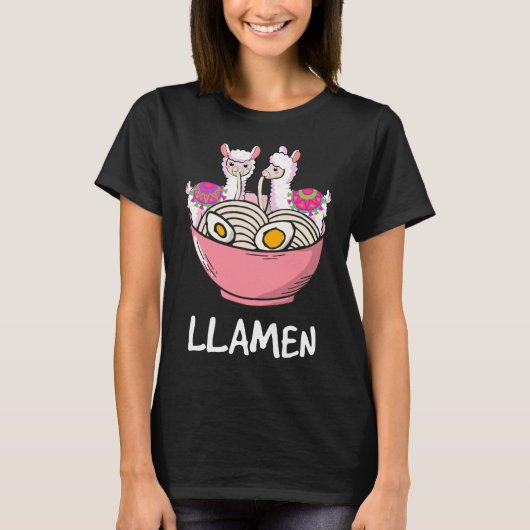 ラメンラマ食べラーメン Tシャツ (正面)