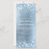 ラメ入りのライトブルーメタリックデザイン スウィート16 招待状 (正面)