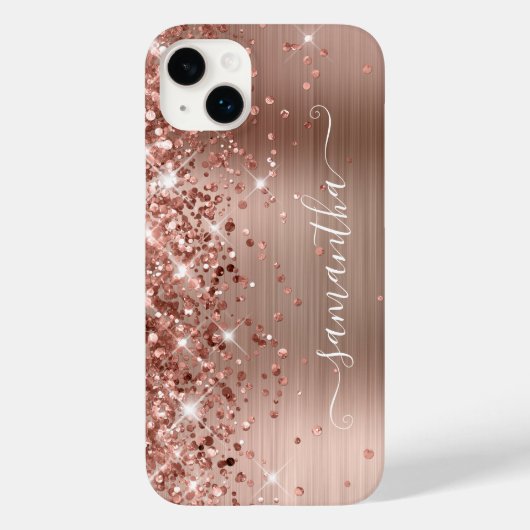 ラメ入りローズゴールドのモダンで可愛らしいサイン Case-Mate iPhoneケース (裏面)