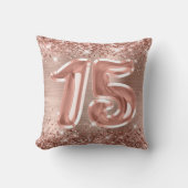 ラメ入りローズゴールド箔押し15歳の誕生日 クッション (正面)